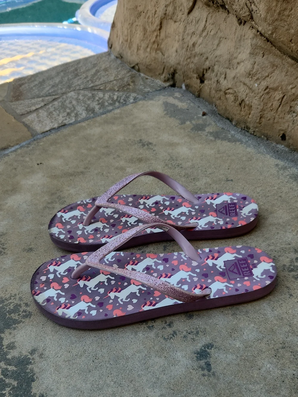 Reef Flip Flops Unicorn Purple Pink 4 5